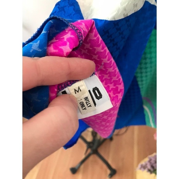 70s Brijo Silk Maxi Dress Column Blue Pink Teal Vintage Designer - Picture 5 of 8